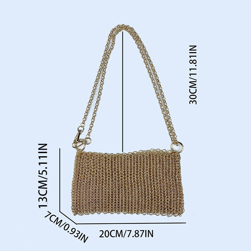 Shiny Hand-woven Metal Sequins Scale Hollow Crossbody Bags