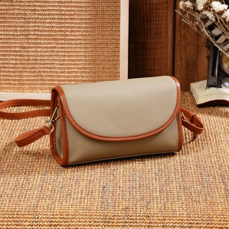 Women's Mobile Western Style Color Matching Genuine Shoulder Bags