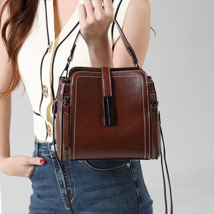 Women's Genuine Leather Fashionable Retro Portable High Sense Shoulder Bags