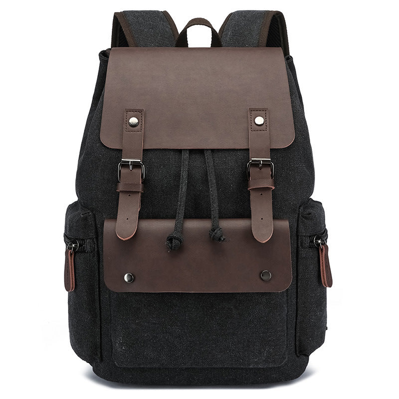 Men's Canvas Pu Leather Business Trip Lightweight Backpacks