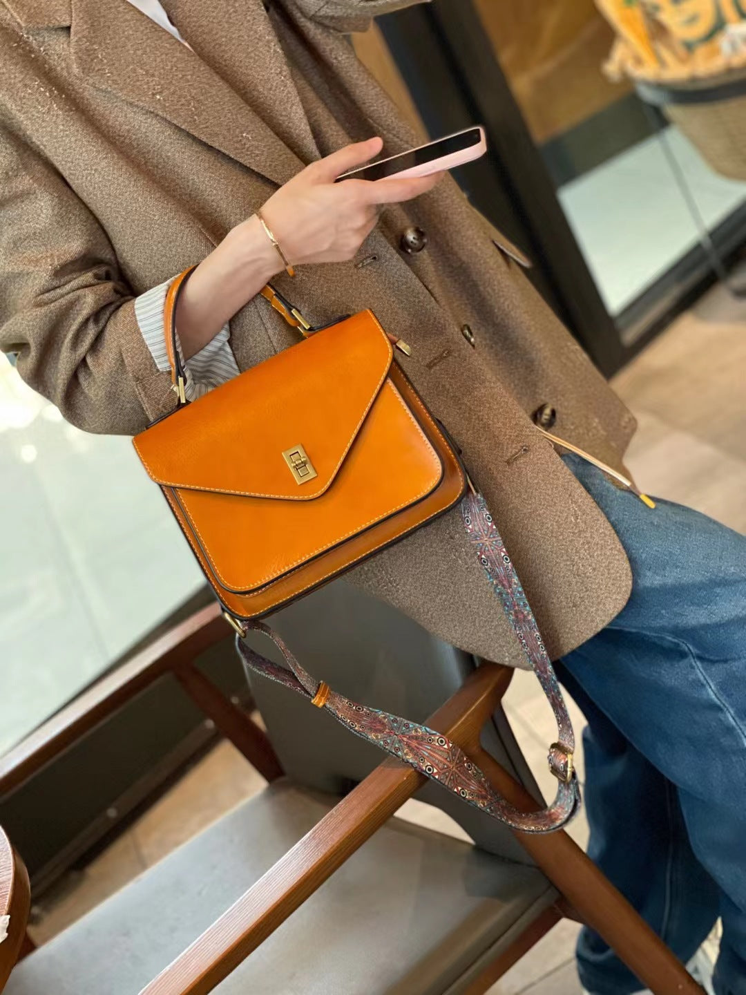 Women's Retro Envelope Mini Cowhide Fashion Handbags