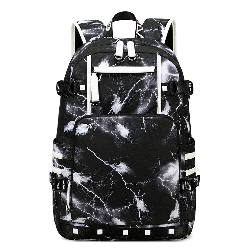 Men's Fashion Trend Lightning Printing Element Large Backpacks