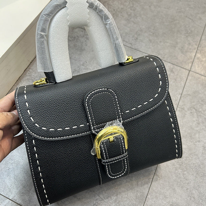 Women's Vachette Clasp Color Matching Saddle Cow Shoulder Bags