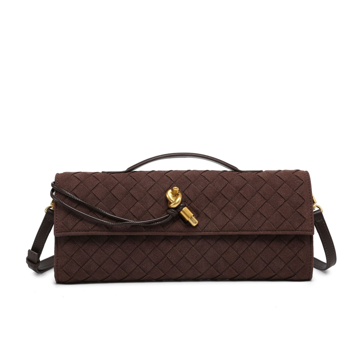 Woven Dinner Clutch Long Bolt Baguette Handbags