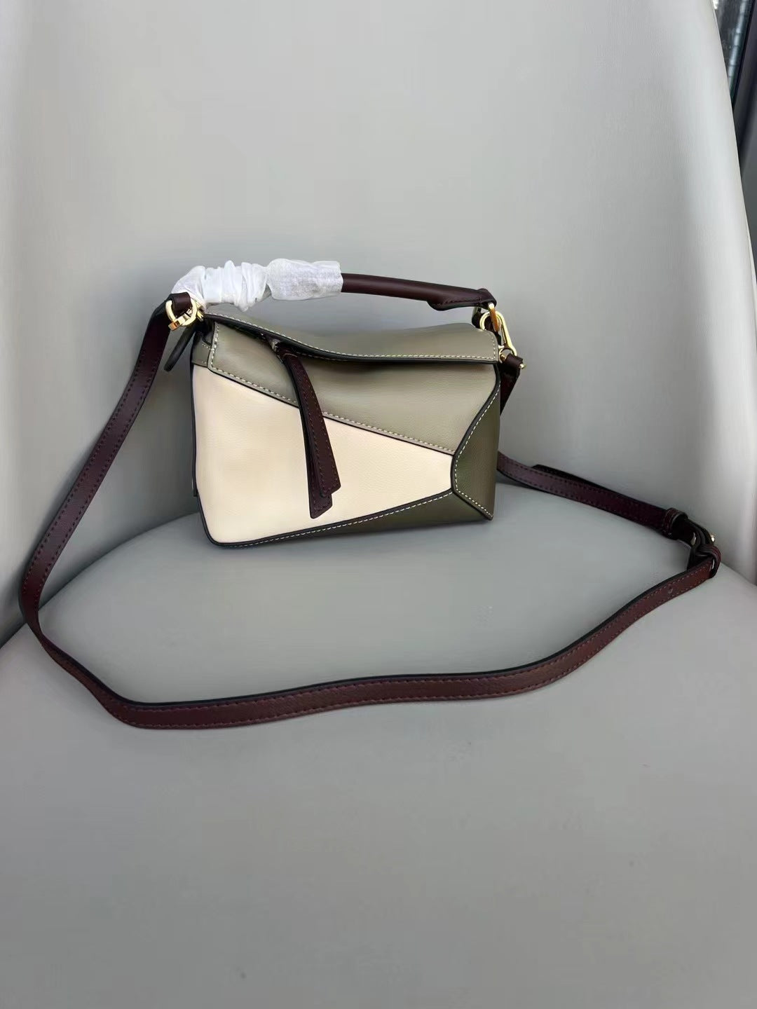 Women's Geometric Original Leather Box Large Capacity Handbags