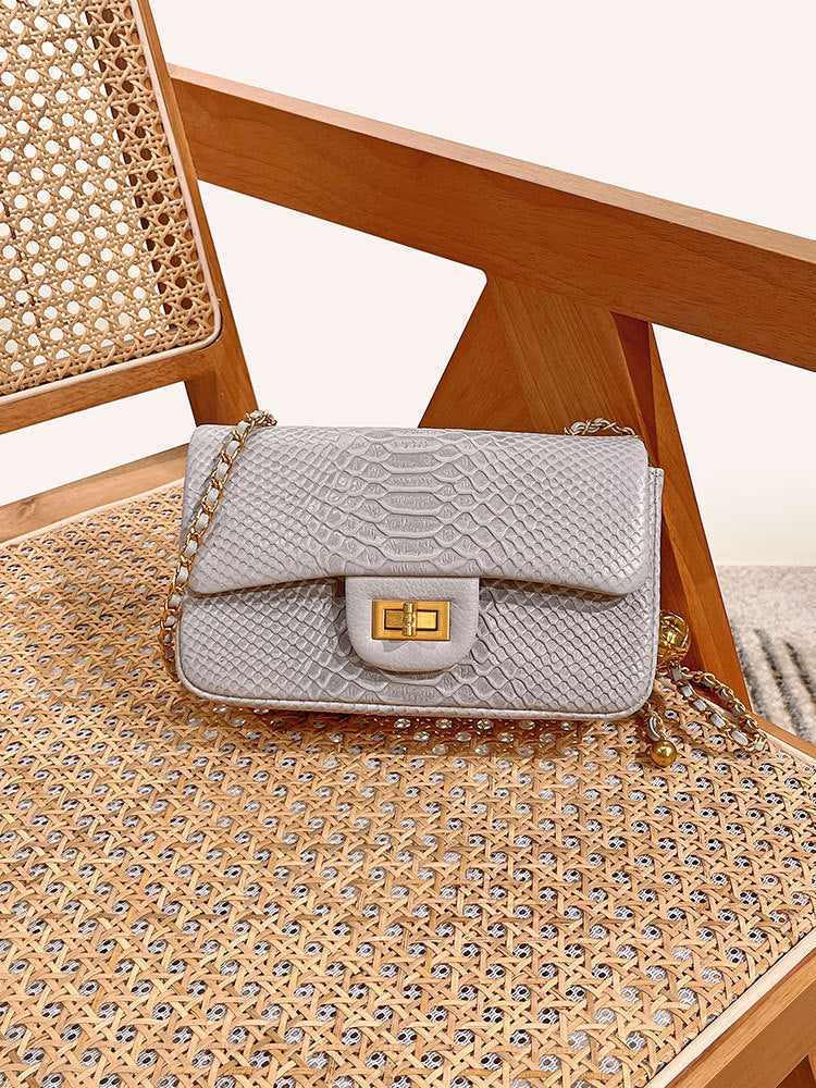 Women's Exquisite Golden Balls Genuine Leather Yak Snakeskin Bags