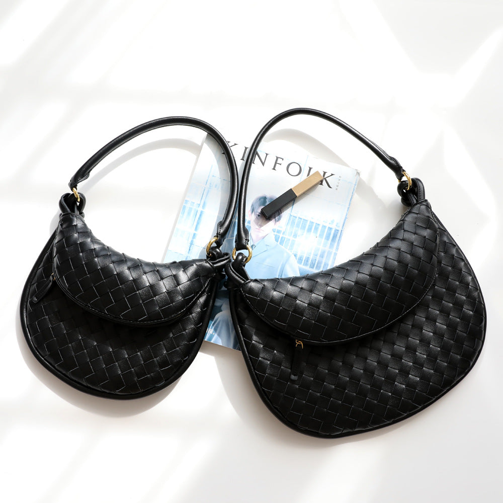 Women's Niche Selenodont High-grade Cowhide Woven Dumpling Handbags