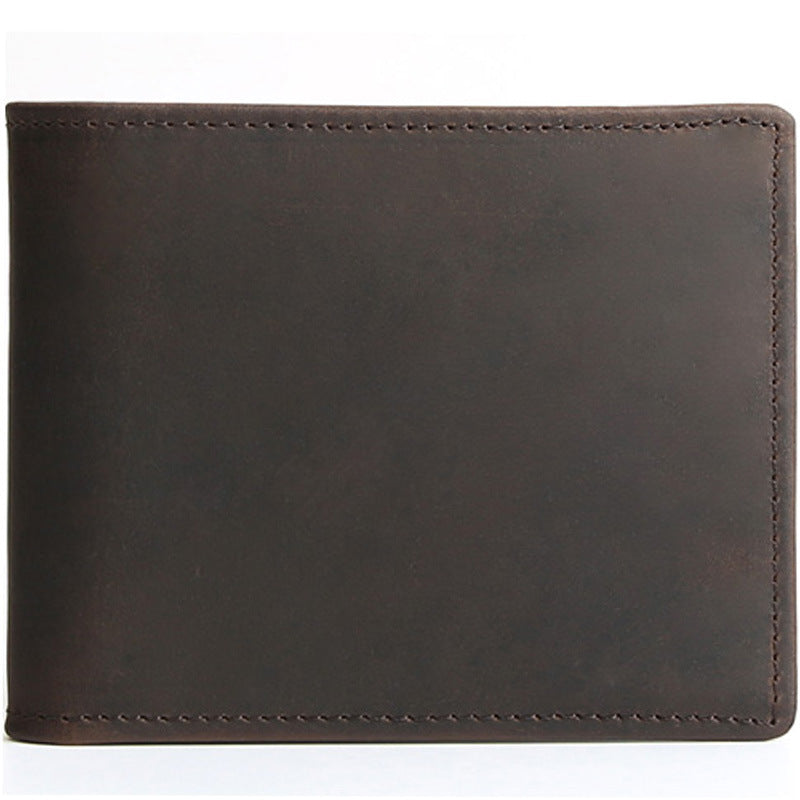 Men's Layer Cowhide Short Green Leather Driving License For Men's Wallets