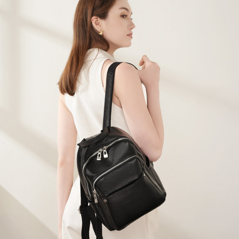 Women's High-grade Vegetable Tanned Leather Fashion Commuter Backpacks
