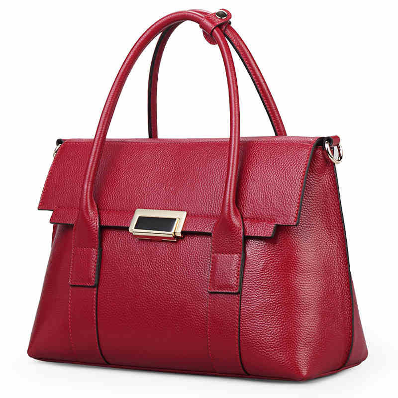 Women's Business Commute Leather Solid Color Genuine Handbags