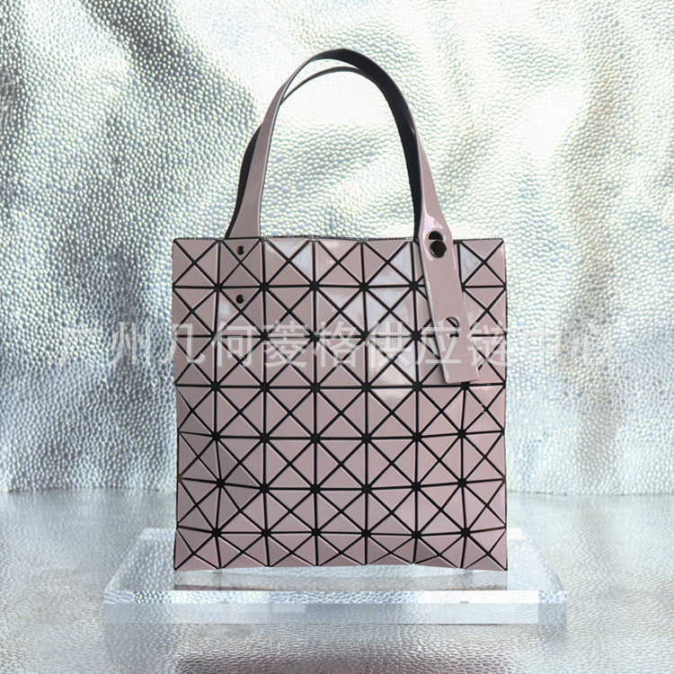 Women's Rhombus Plaid Color Matching Mirror Solid Handbags