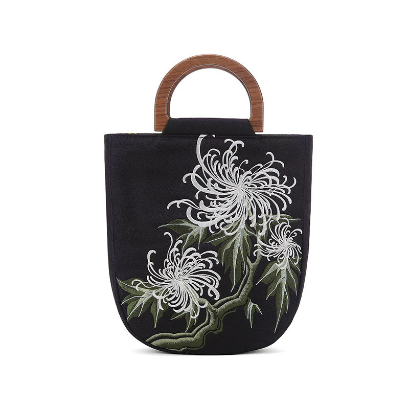 Embroidered Wooden Antique Ethnic Style National Handbags