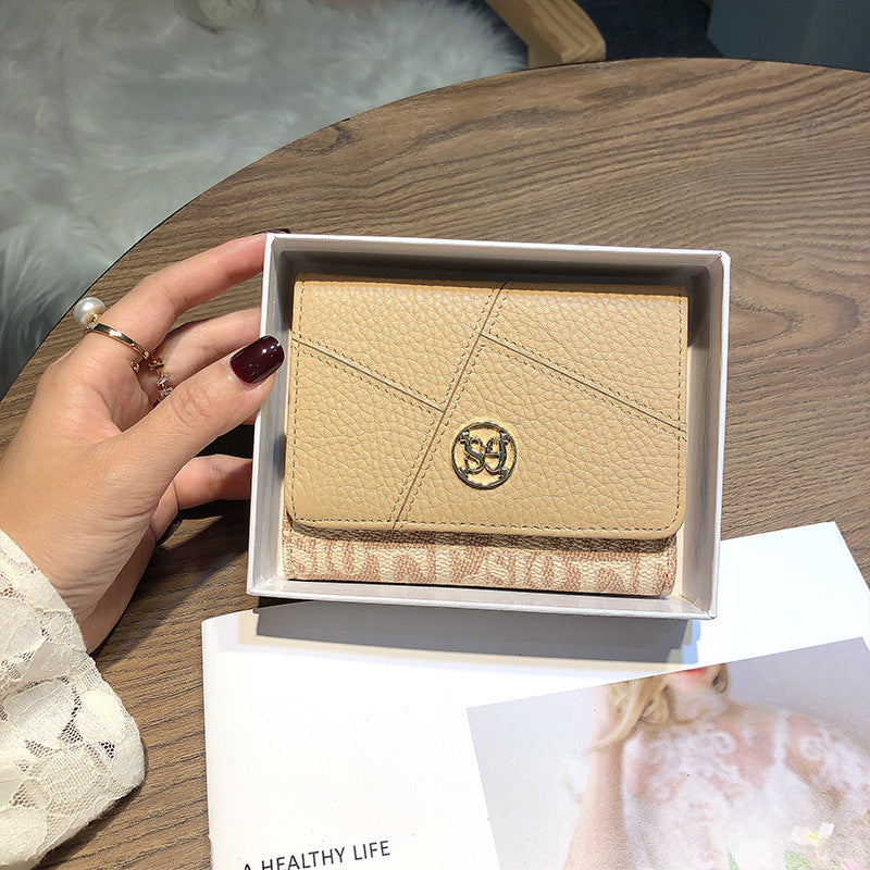 Women's Short Genuine Leather Fashion Tri Fold Ladies Wallets