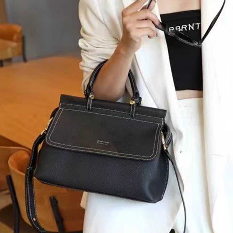 Women's Light Luxury High-grade Hand-held First Layer Cattlehide Bags