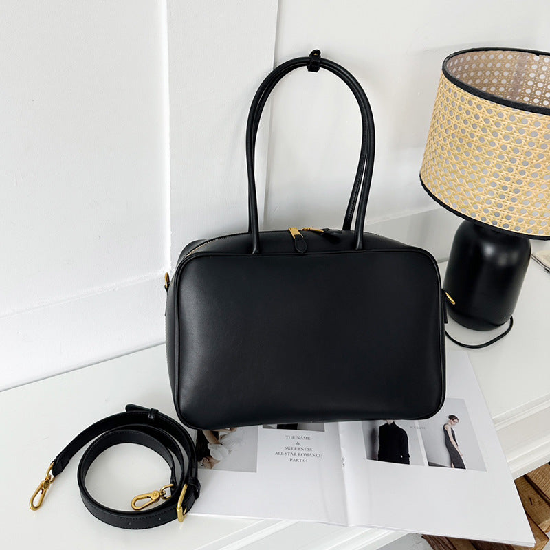 Women's Slouchy Beautiful Niche Leather Bowling Bags