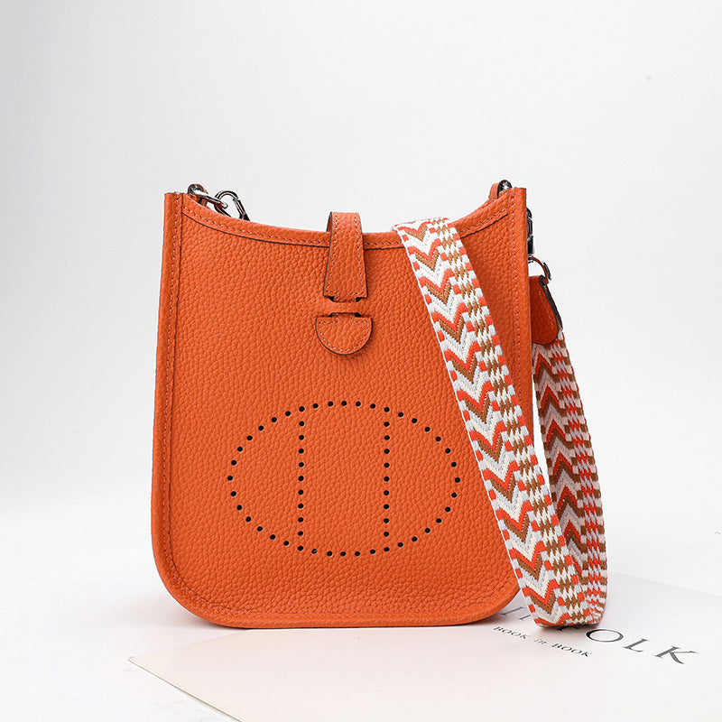 Women's First Layer Cowhide Genuine Leather Lychee Crossbody Bags