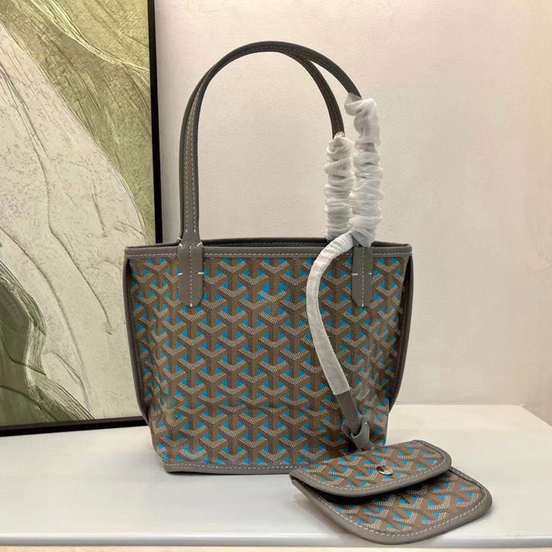 Women's Genuine Leather Dog Teeth Double-sided Shopping Bags