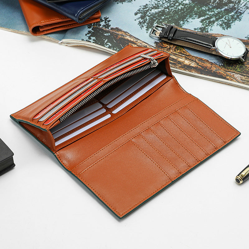 Men's Elegant Leather Long Cowhide Clutch Men's Wallets