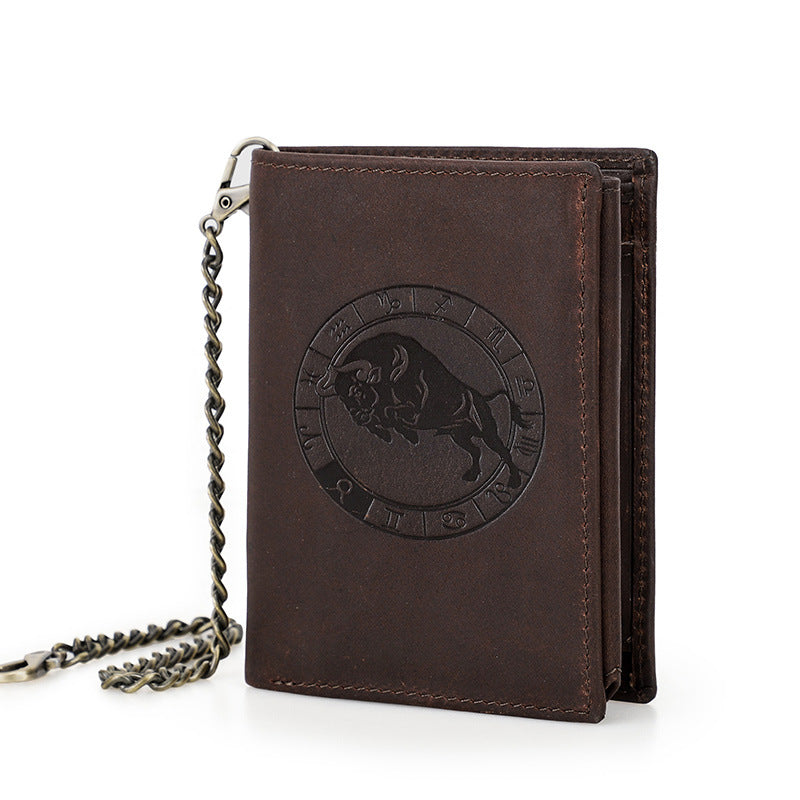 Men's Man Retro Crazy Horse Vertical Twee Men's Wallets