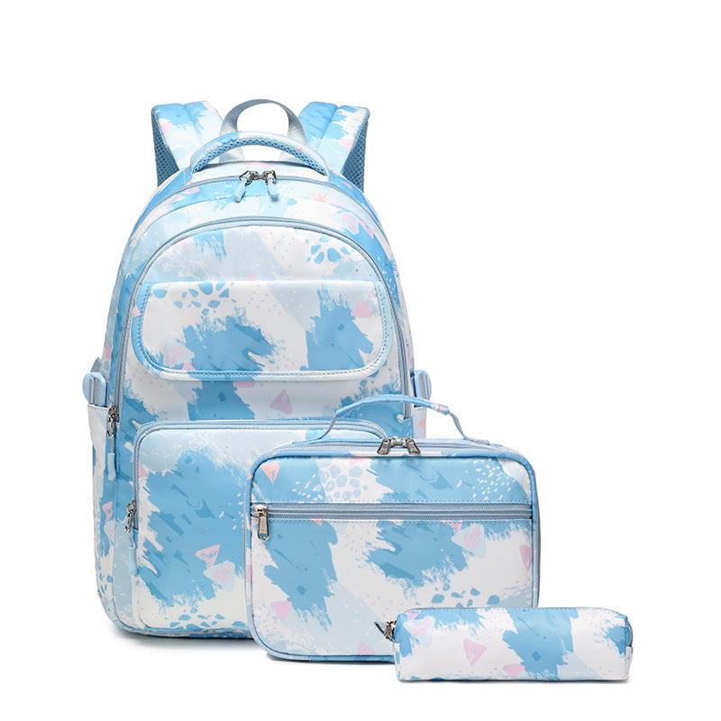 Three-piece Set Printing Color Contrast Primary Backpacks