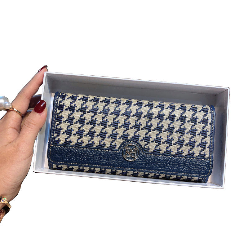 Women's Long Genuine Leather Design Multi Canvas Ladies Wallets