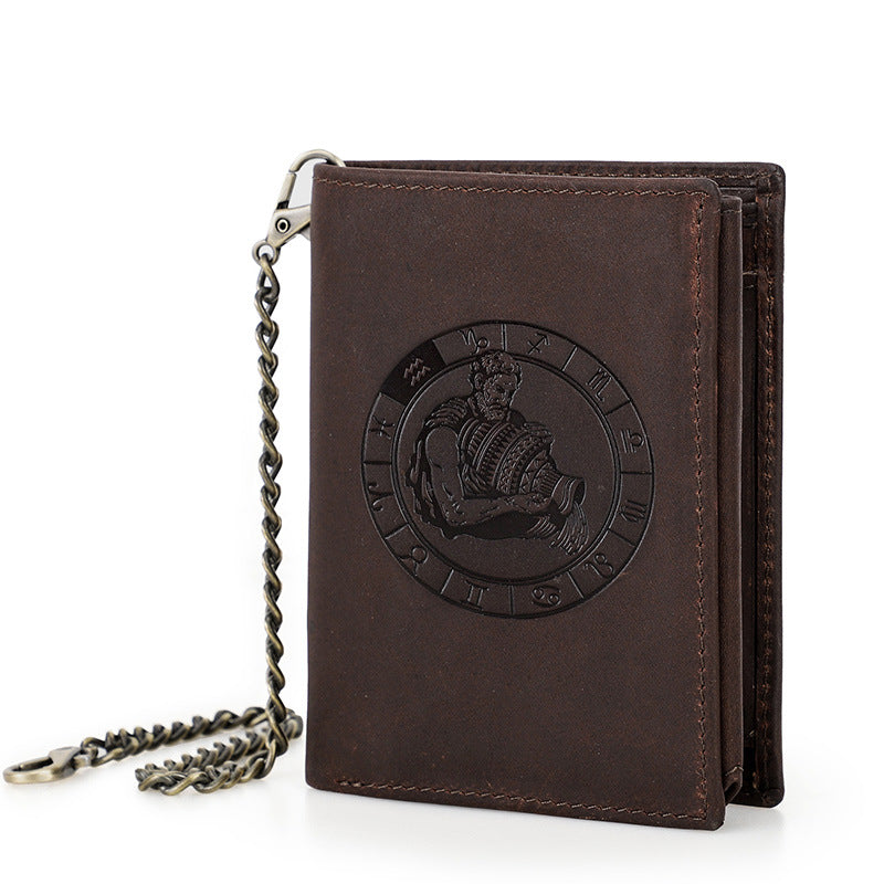 Men's Man Retro Crazy Horse Vertical Twee Men's Wallets