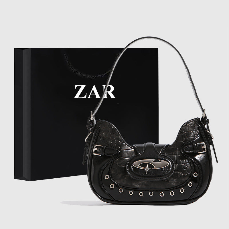Motorcycle Saddle Female Design Crocodile Pattern Armpit Bags