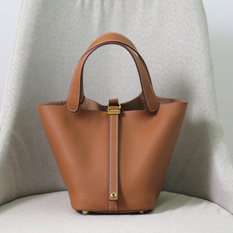 Women's Upgraded First Layer Cowhide Gold Vegetable Handbags