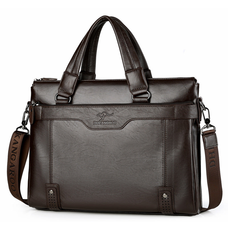 Men's Business Cowhide Textured Soft Leather Men's Handbags