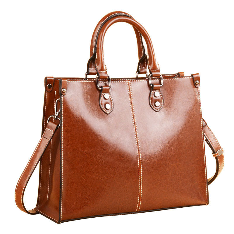 Women's Slouchy Charming Leather Cowhide Retro Handbags