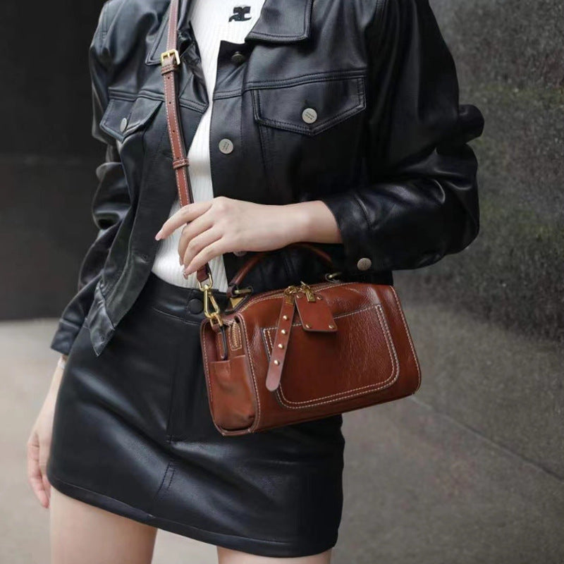 Women's Fashionable Commuter Genuine Leather Niche Hand Shoulder Bags