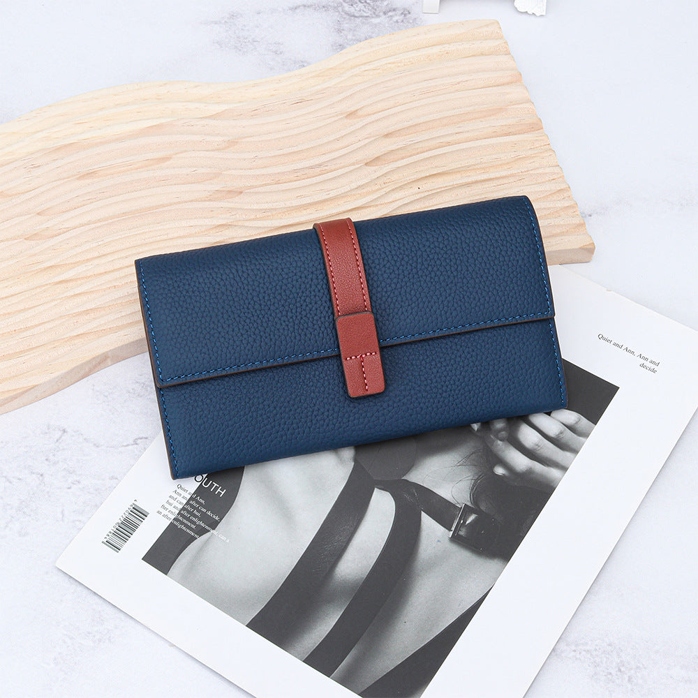 Women's Color Long First Layer Cowhide Large Ladies Wallets
