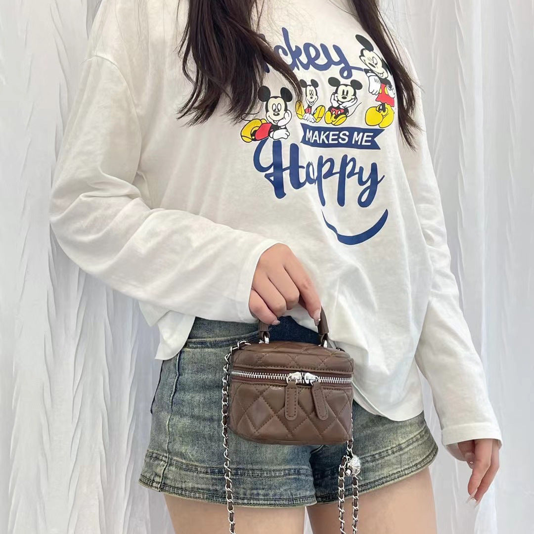Women's Genuine Leather Style Chain Rhombus Box Crossbody Bags