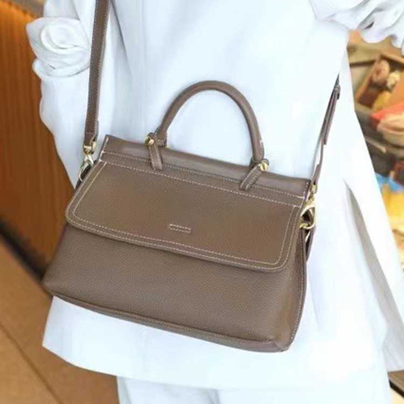Women's Light Luxury High-grade Hand-held First Layer Cattlehide Bags