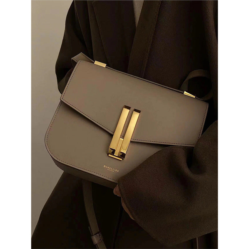 Women's Glamorous British Design Leather Tofu Crossbody Bags