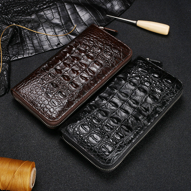 Men's Crocodile Leather Clutch Mid-length Business Zip Men's Wallets