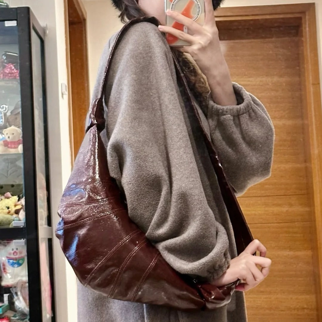 Croissant Linen Coated Unisex Knotted Claw Crossbody Bags