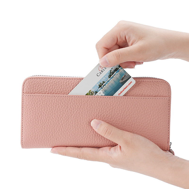 Women's Swiping Leather Long Style Expanding Clutch Handbags