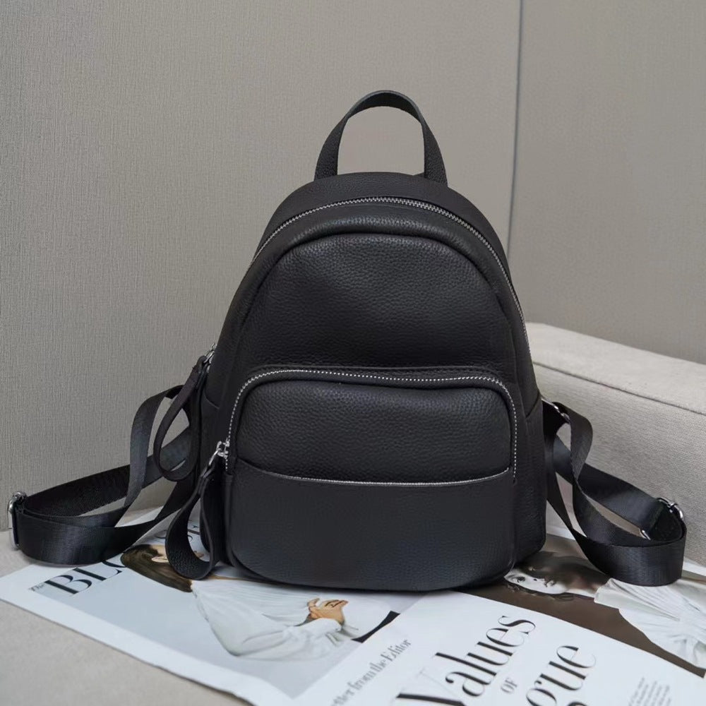Women's Fashion Leather First Layer Cowhide University Backpacks