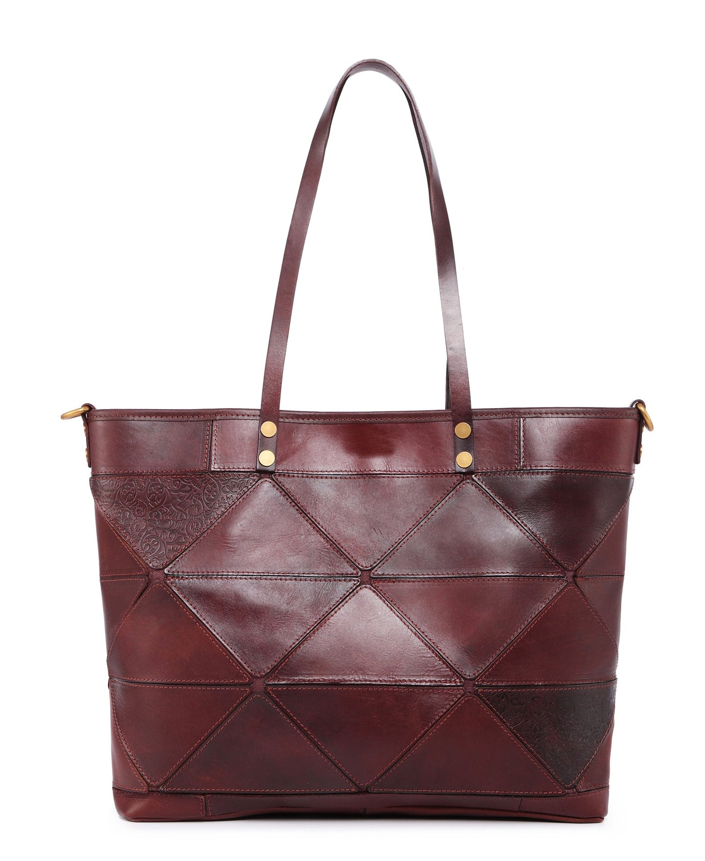 Women's Plaid Handmade Vintage Leather Geometric Stitching Top Layer Shoulder Bags