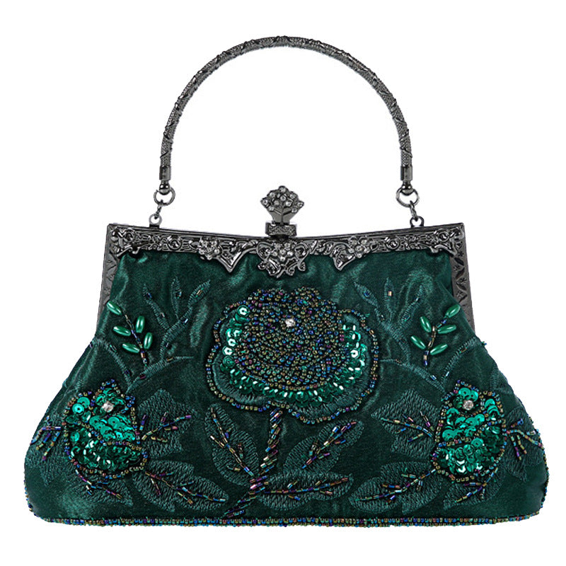 Women's Moon Ethnic Style Portable Pearl Embroidery Evening Bags