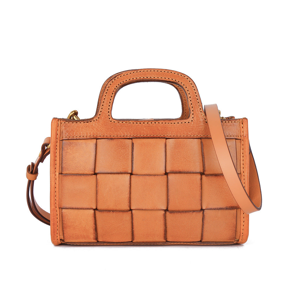 Women's Genuine Leather Woven Retro Fashion Crossbody Bags