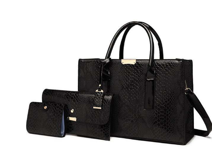 Women's Snakeskin Pattern Fashion Trendy Retro Large Capacity Handbags