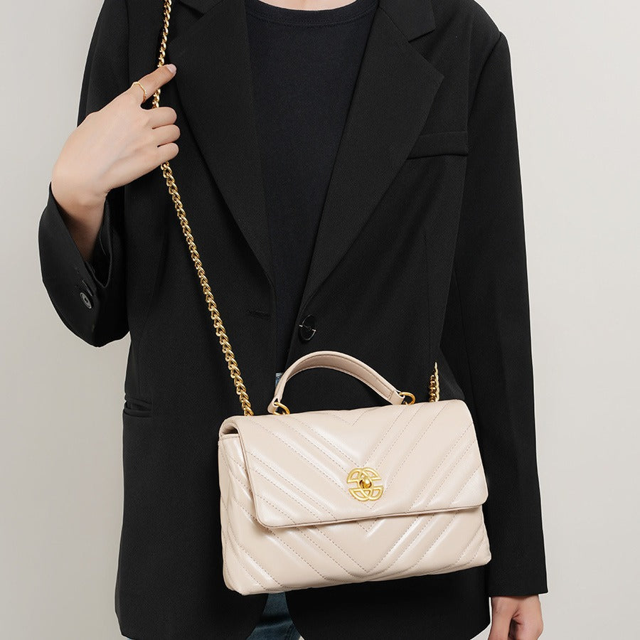 Women's Strict Selection Underarm Rhombus Chain Genuine Crossbody Bags