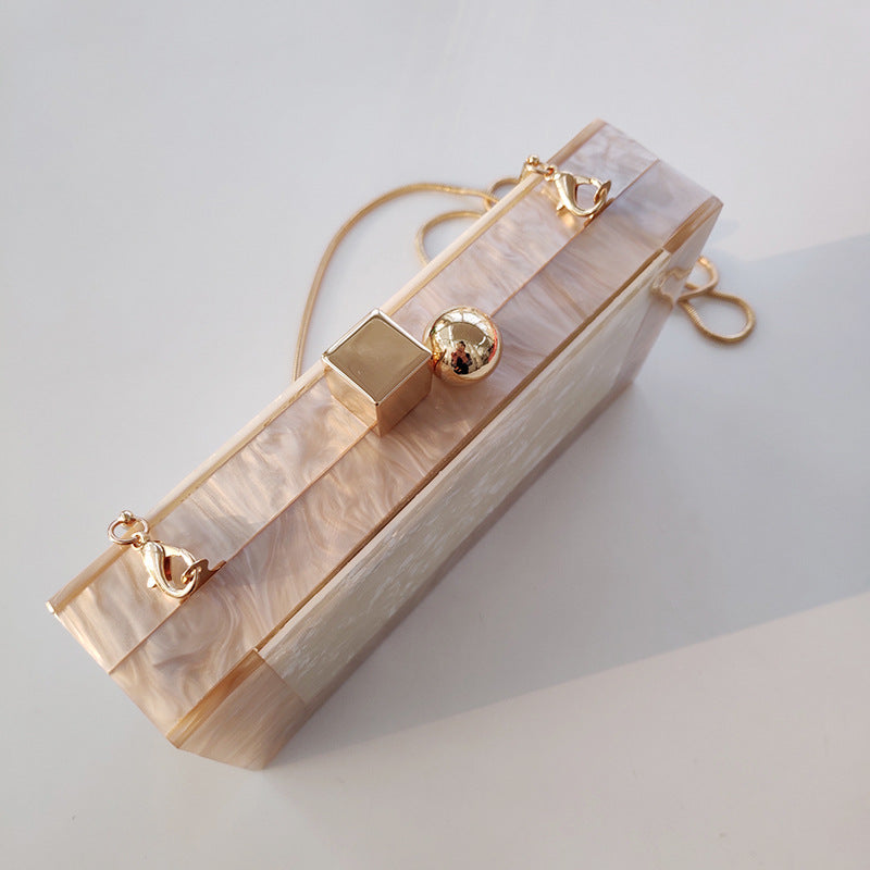 Pearl White Vintage Acrylic Texture Splicing Crossbody Bags
