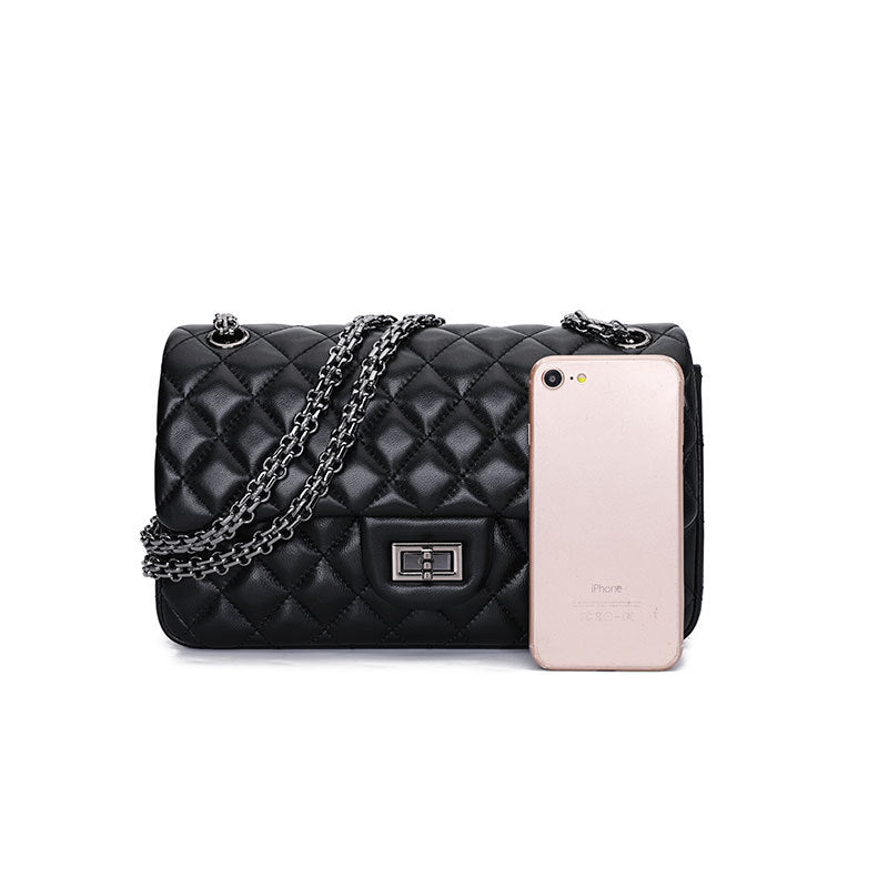 Women's Rhombus Chain Genuine Leather Chic Sheepskin Shoulder Bags