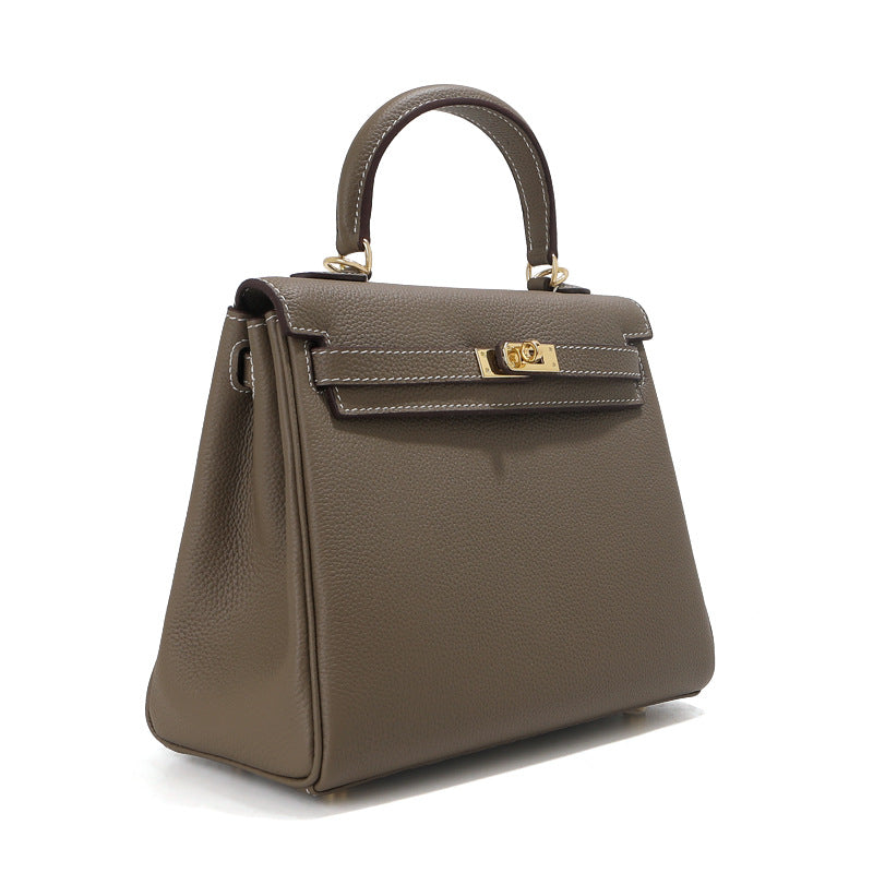 Women's High-grade First Layer Cowhide Kelly Underarm Shoulder Bags