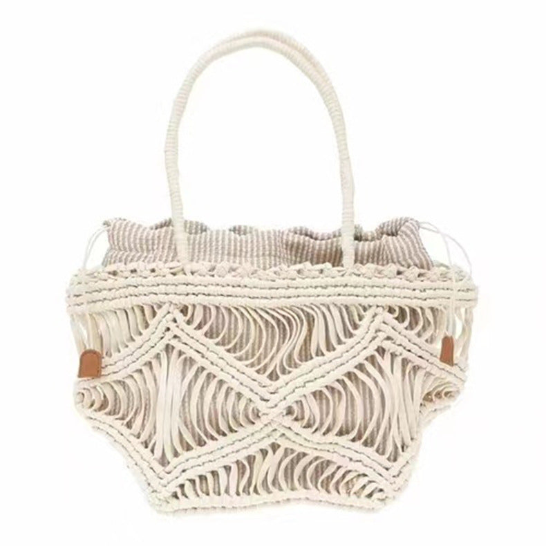 Women's Hollow Out Woven Summer French Straw Shoulder Bags
