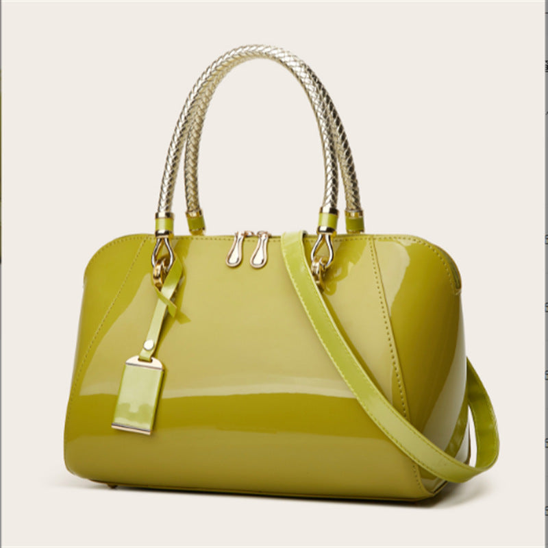 Women's Glossy Bridal Versatile Patent Leather Textured Handbags