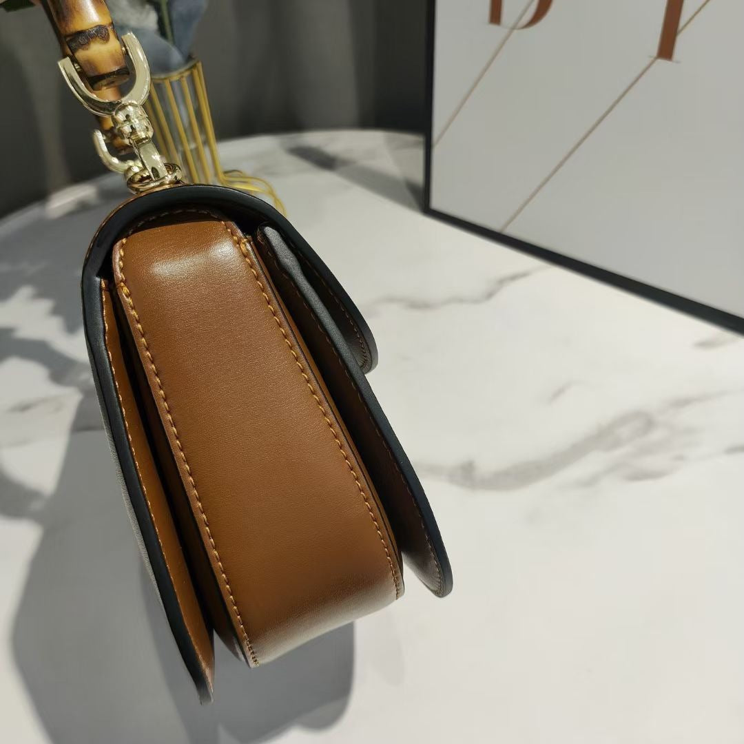 Little Retro Simple Bamboo Genuine Leather Shoulder Bags